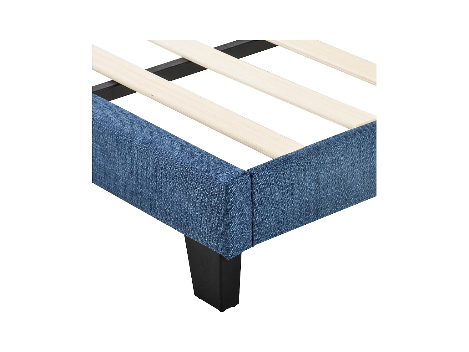 Lit double 140x200 cm Lit adulte - avec sommier à lattes en bois - lin bleu - sans matelas
