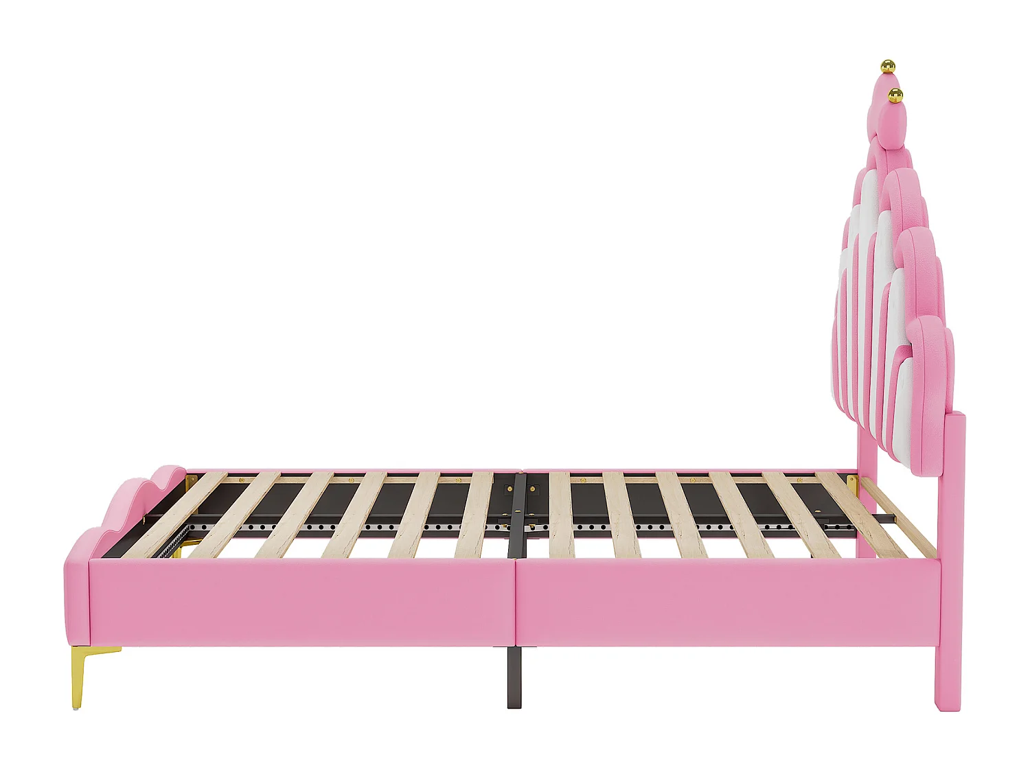 Lit double 140x200 cm - Cuir PU rose - Lit adulte avec lumière LED réglable - sans matelas