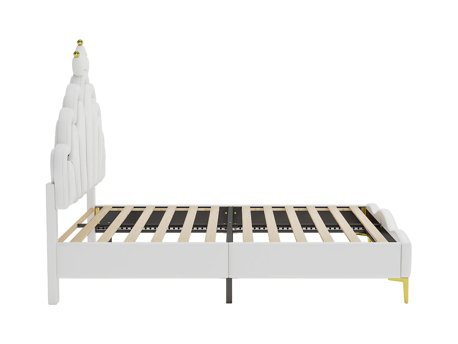 Lit double 140x200 cm - Cuir PU blanc - Lit adulte avec éclairage LED réglable - sans matelas