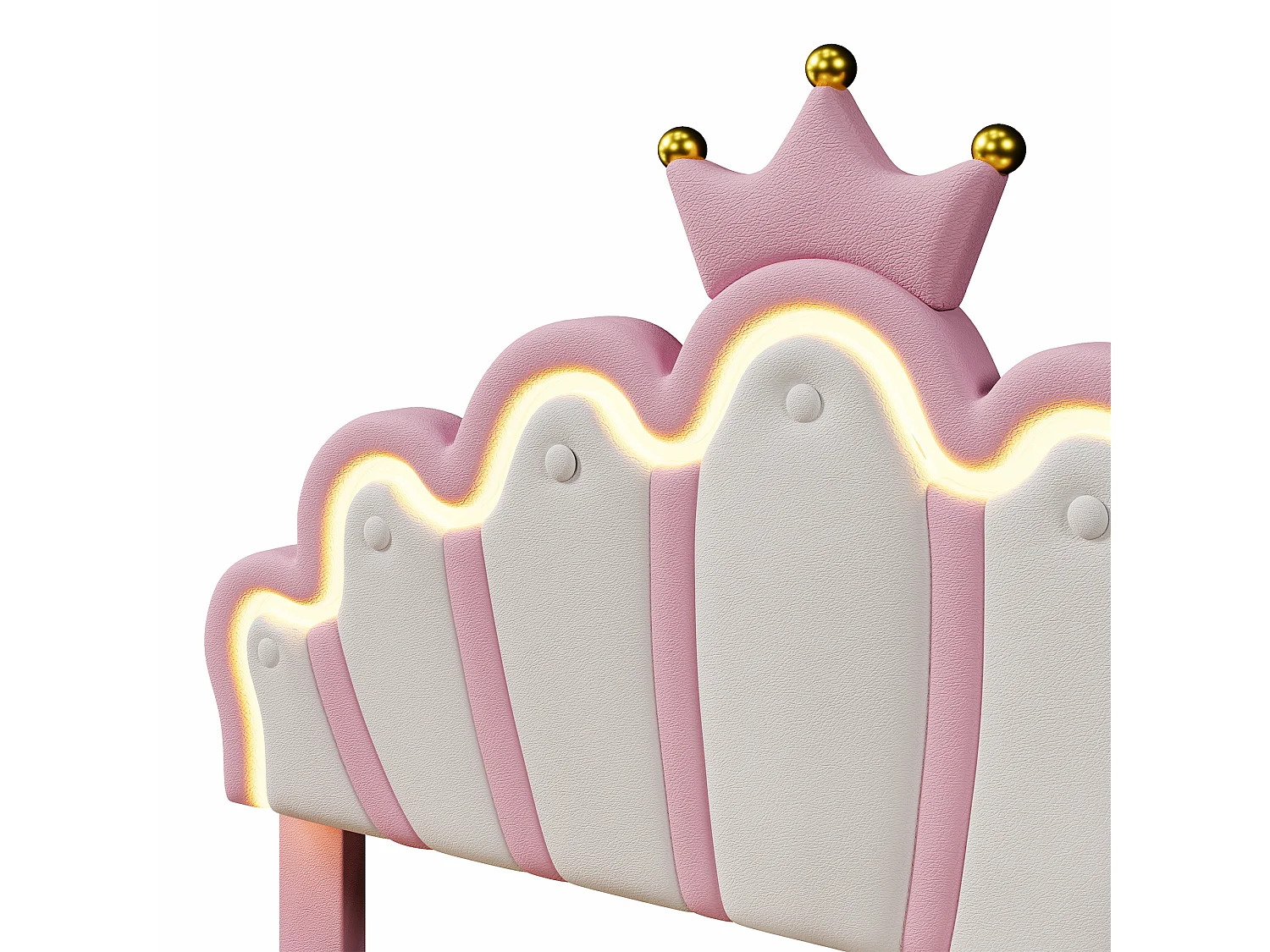 Lit double 140x200 cm - PU rose - éclairage LED -  Lit adulte avec 2 tiroirs et tête de lit réglable