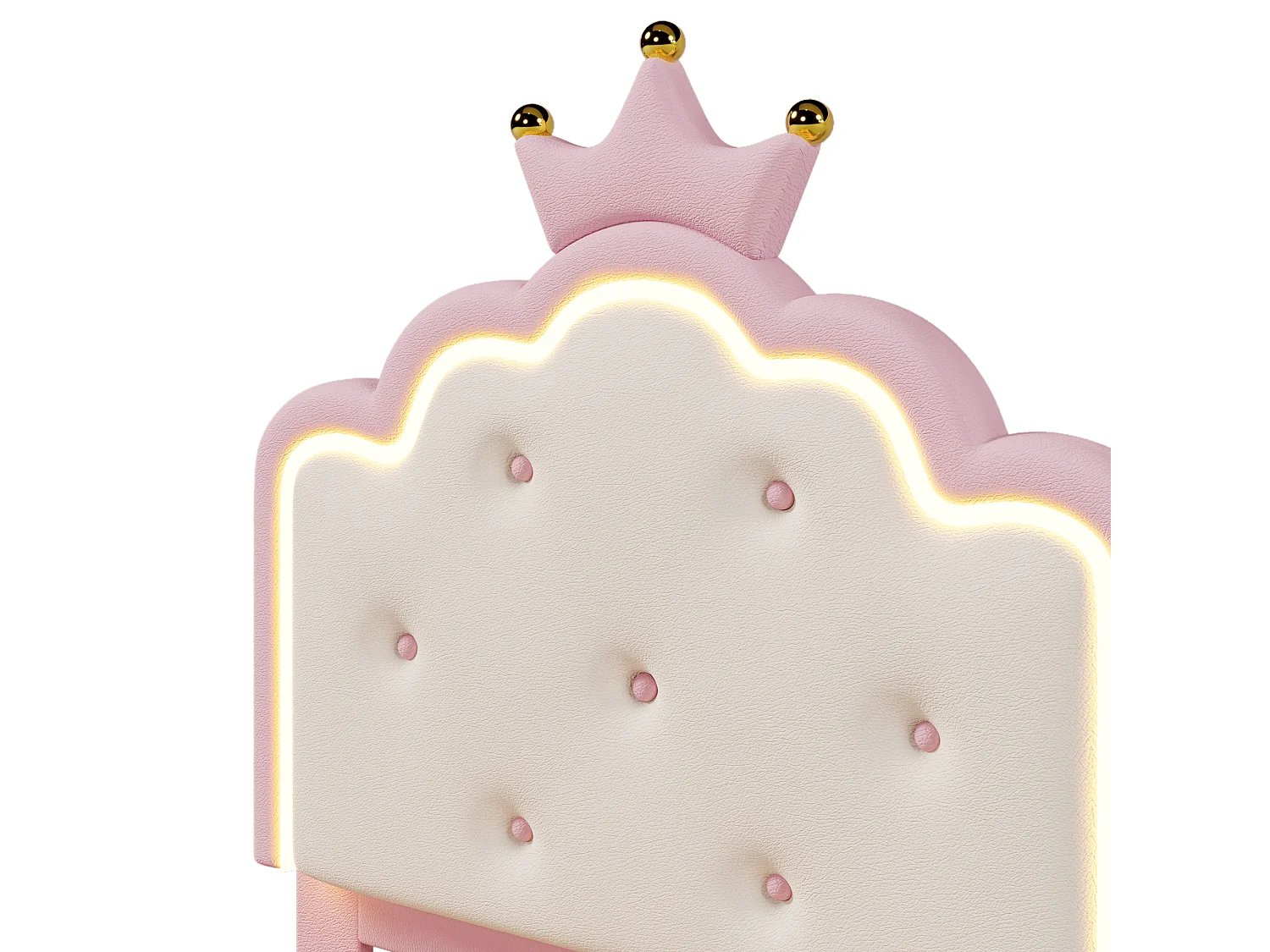 Lit enfant 90x200 cm  - PU rose - Lit simple  avec éclairage LED - sans matelas