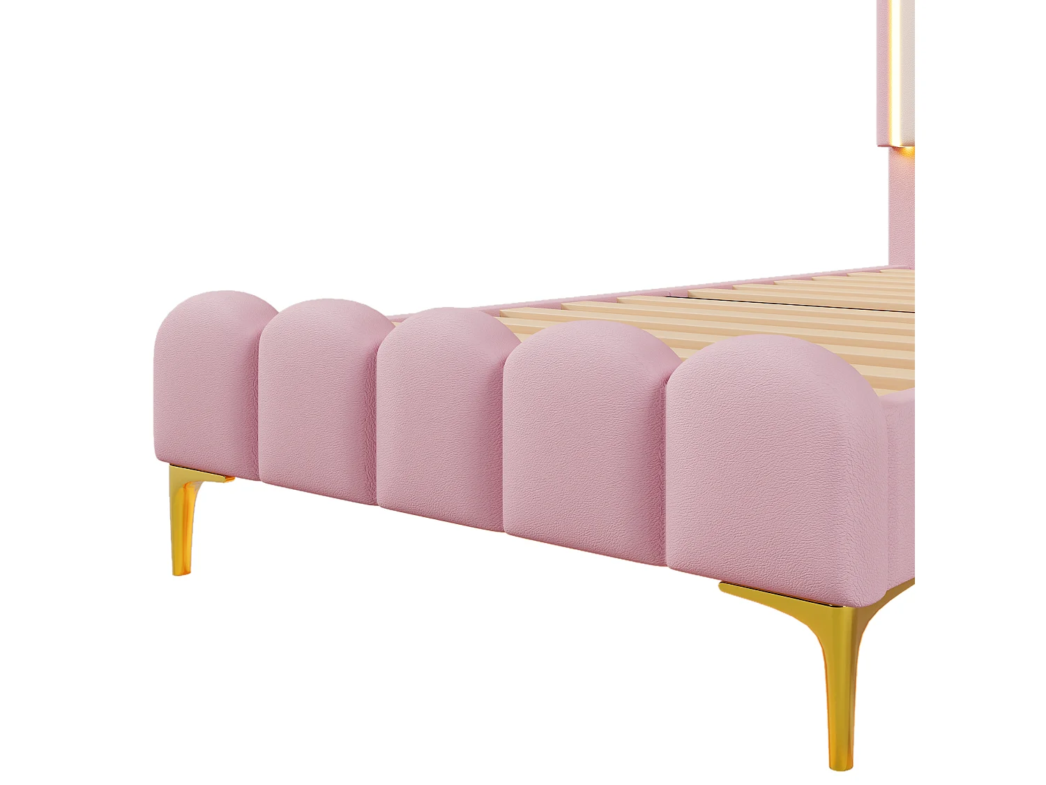 Lit enfant 90x200 cm  - PU rose - Lit simple  avec éclairage LED - sans matelas