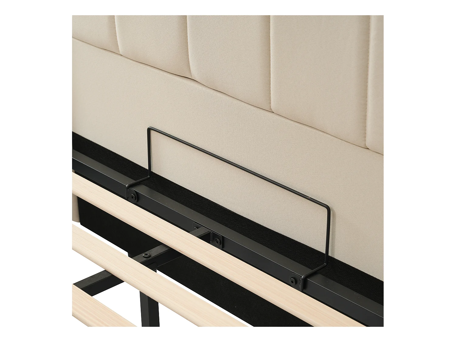 Lit coffre 180x200 cm - lit capitonné double avec LED et fonction de charge USB-C - lin - beige - sans matelas ni chevets