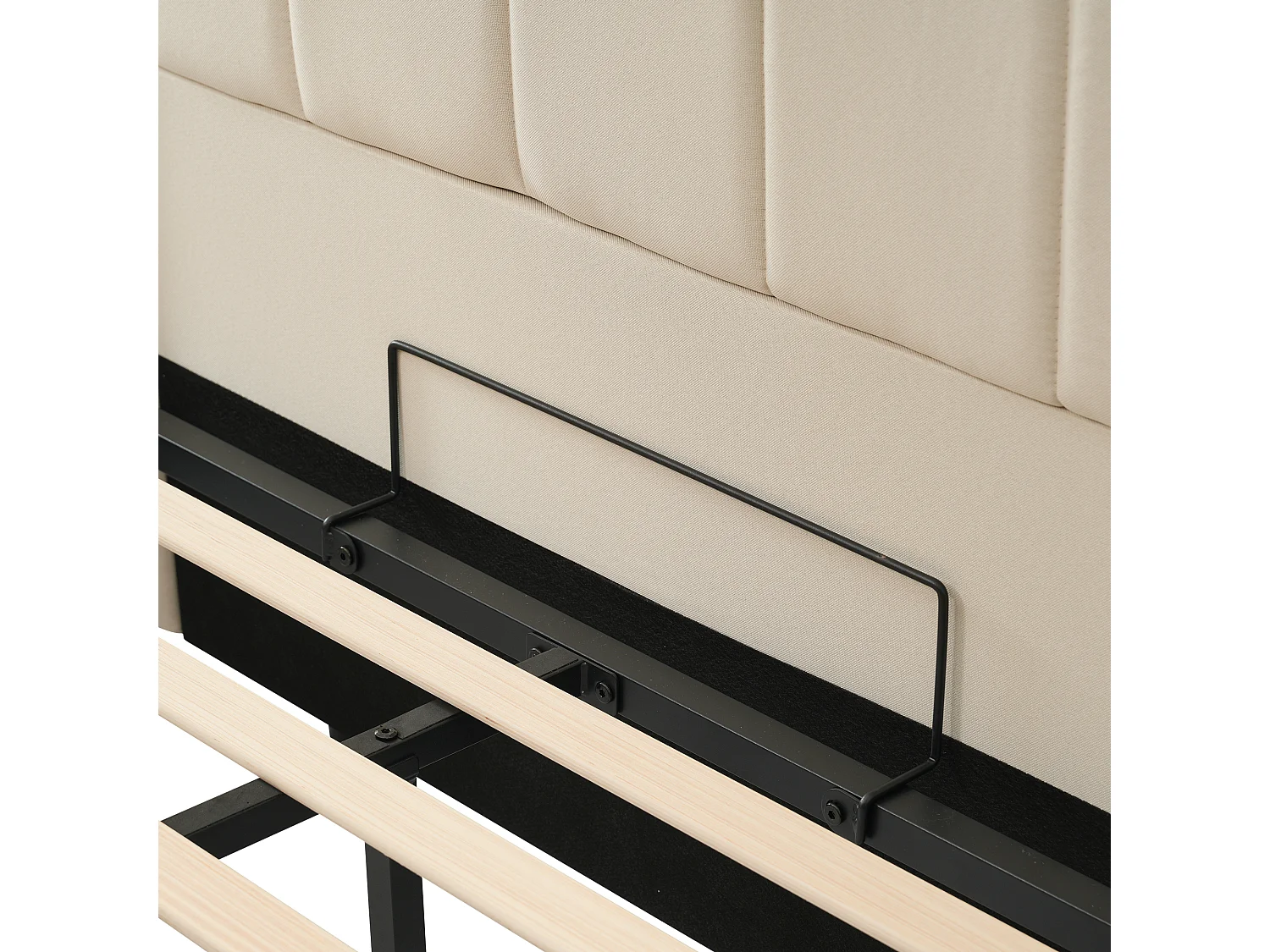 Lit coffre 160x200 cm - lit capitonné double avec LED et fonction de charge USB-C - lin - beige - sans matelas ni chevets