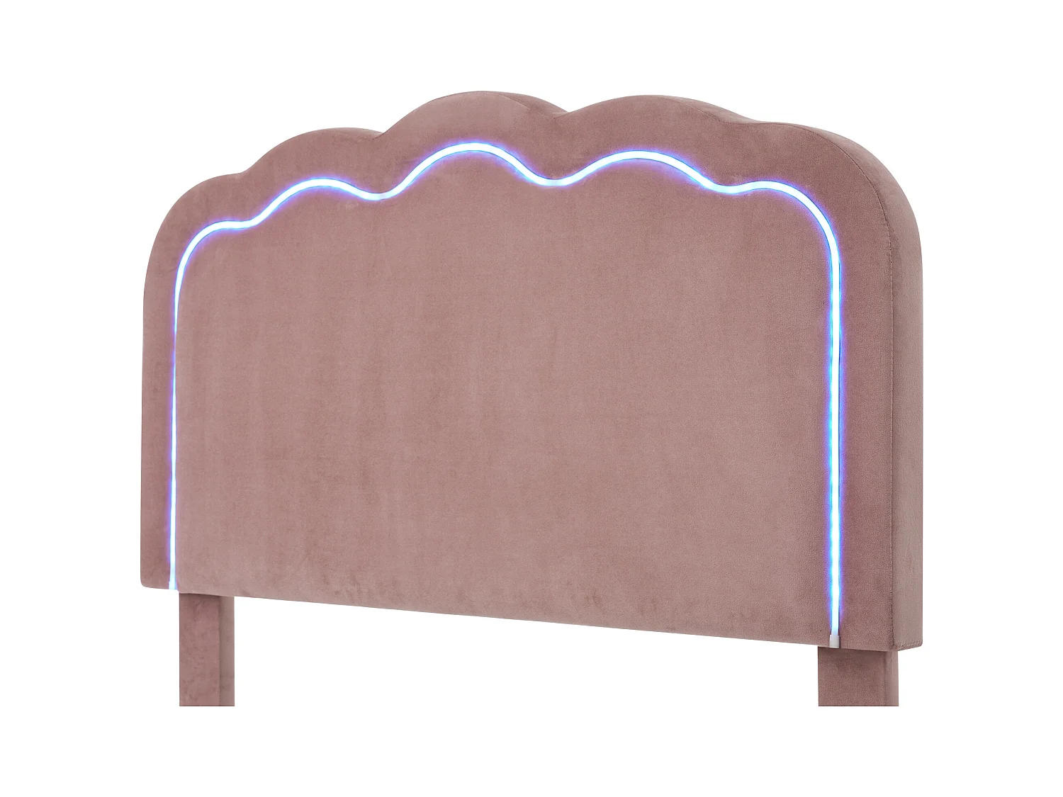 Lit enfant 90x190 cm - avec éclairage LED - tête de lit réglable - velours rose