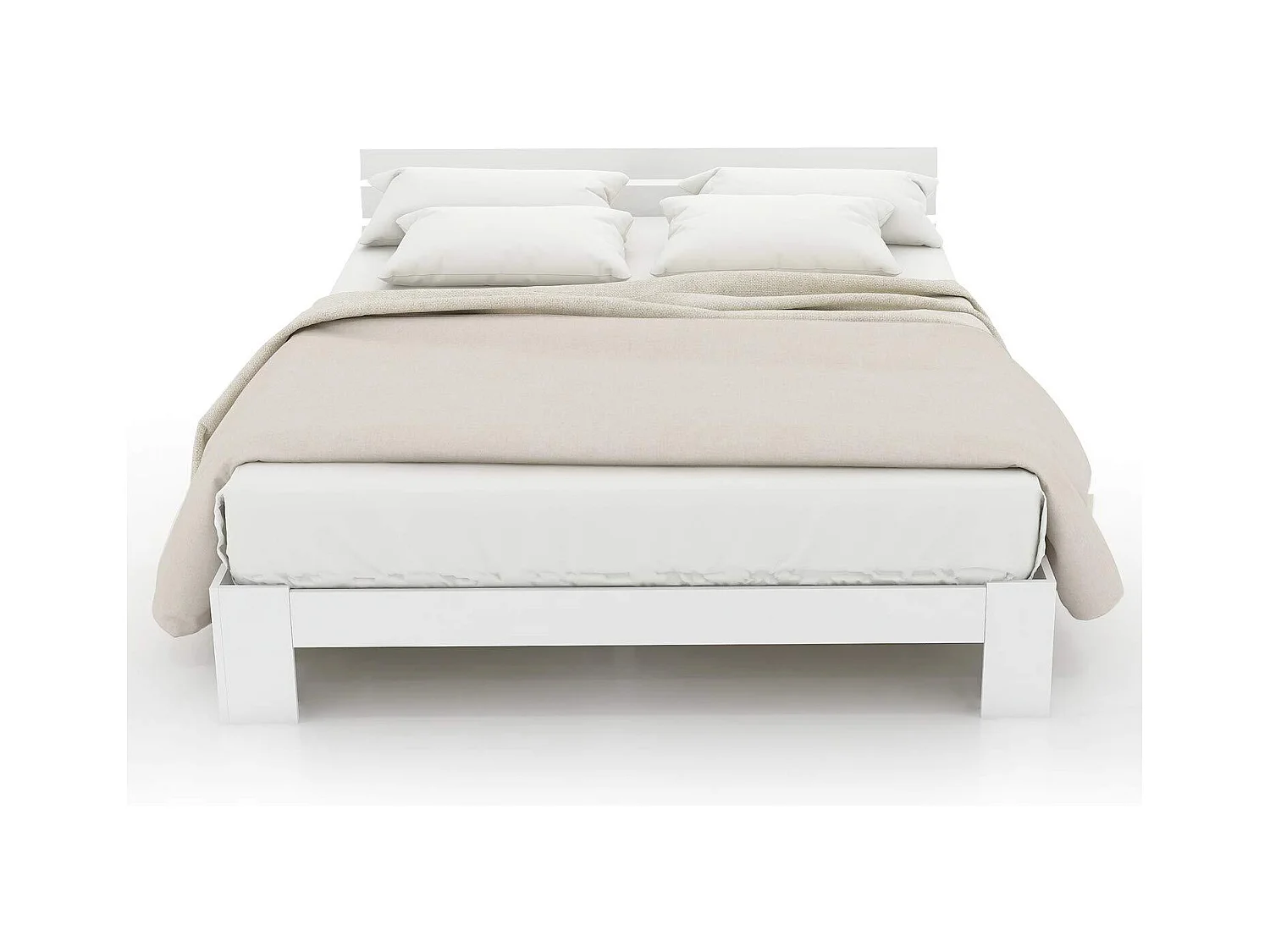 Erwachsenenbett 140x200 cm - Holzbettrahmen - Doppelbett mit Lattenrost - weiß