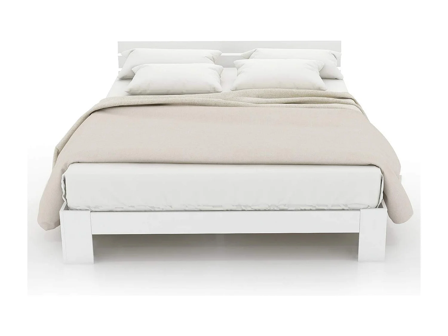 Volwassen bed 140x200 cm - houten bedframe - Tweepersoonsbed met lattenbodem - wit