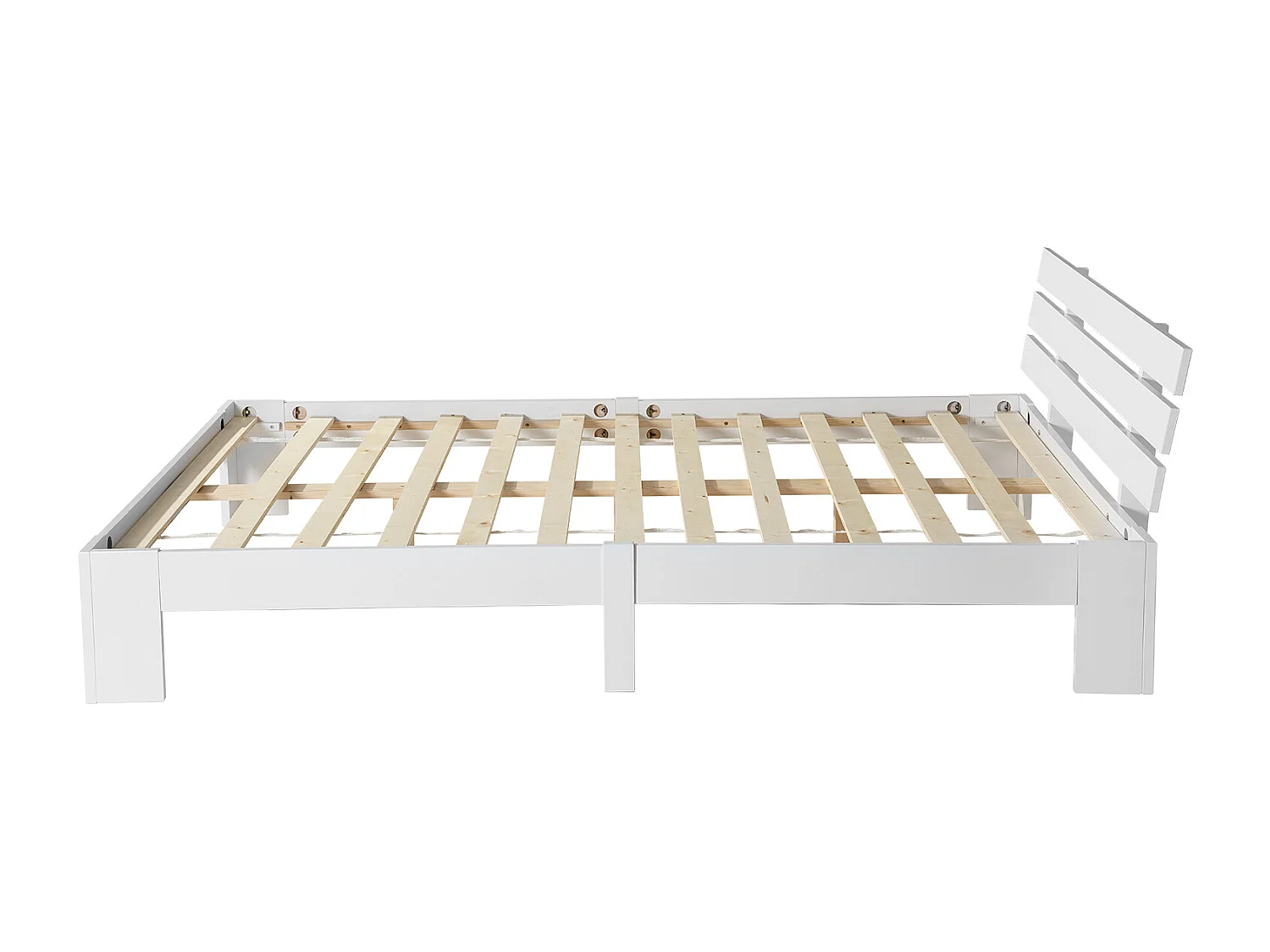Volwassen bed 140x200 cm - houten bedframe - Tweepersoonsbed met lattenbodem - wit