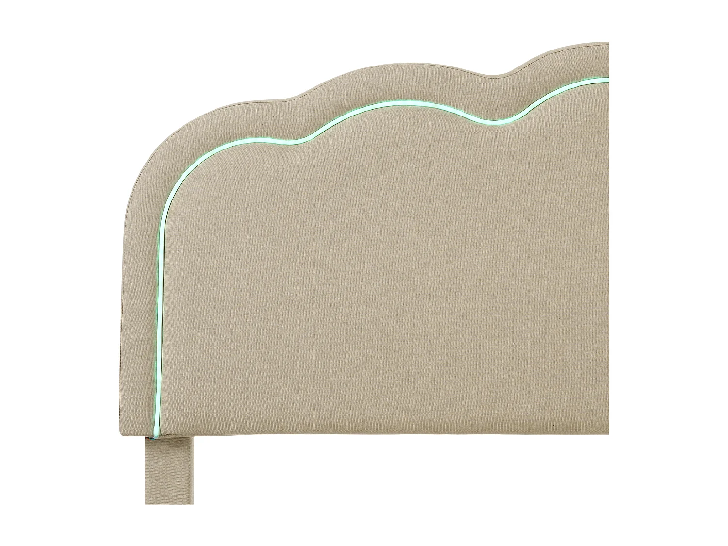 Lit enfant 90x190 cm  - Lit avec éclairage LED - tête de lit réglable - lin beige