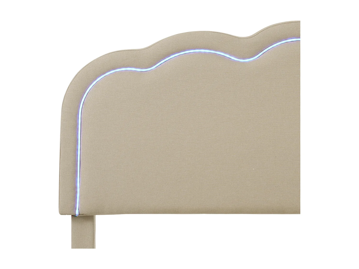 Lit adulte 140x200 cm - Lit double avec tête de lit réglable - éclairage LED - lin beige