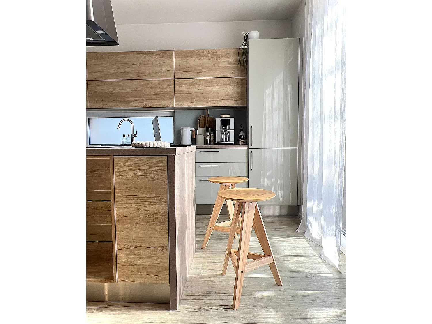 Set mit 2 Barhockern AROMA Holz Hellbraun