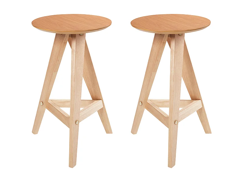 Set mit 2 Barhockern AROMA Holz Hellbraun
