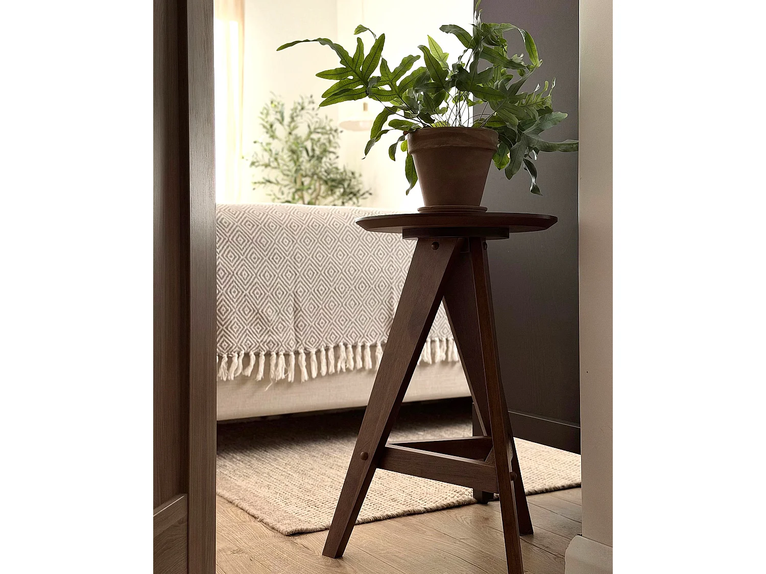 Set of 2 Bar Stools AROMA Wood Brown