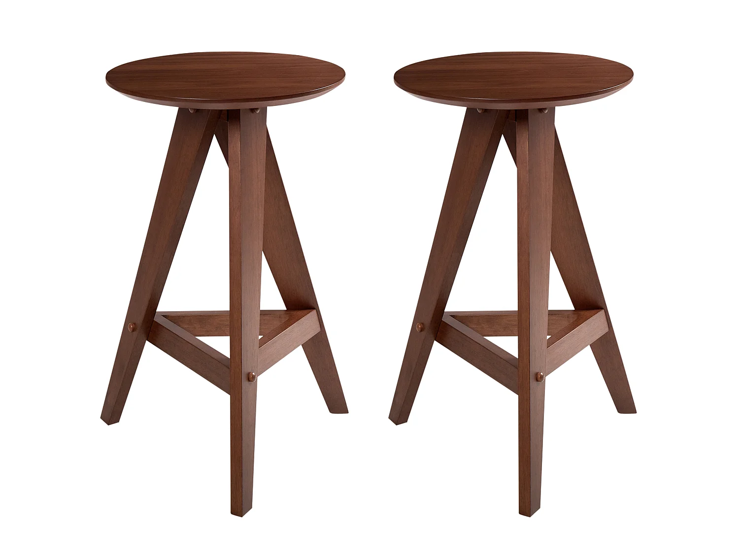 Set of 2 Bar Stools AROMA Wood Brown