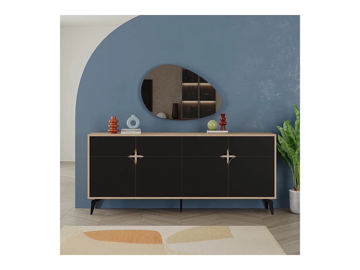 Sideboard 4 Türen mit Metallfüßen B185 cm - NOLA