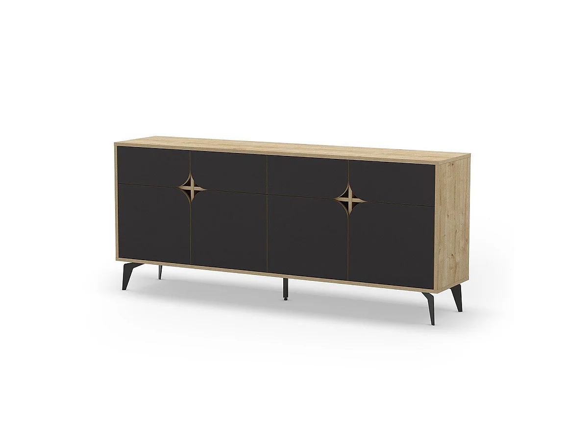 Buffet 4 portes avec pieds en métal L185 cm - FLORA