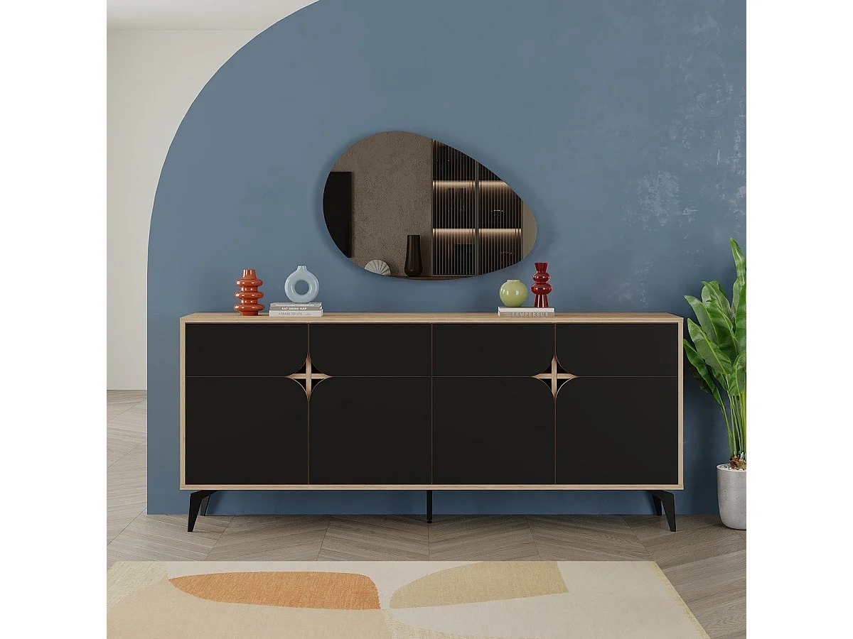 Buffet 4 portes avec pieds en métal L185 cm - FLORA