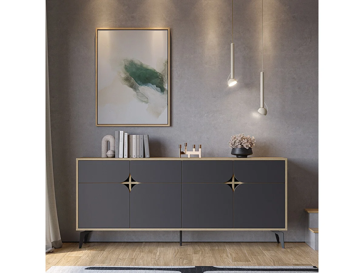 Buffet 4 portes avec pieds en métal L185 cm - FLORA