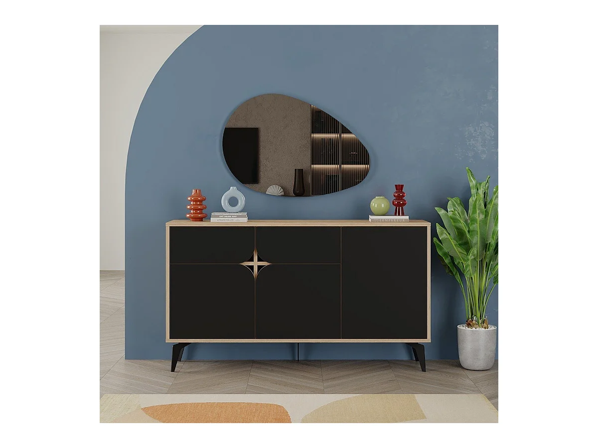Sideboard 3 Türen mit Metallfüßen B140 cm - NOLA