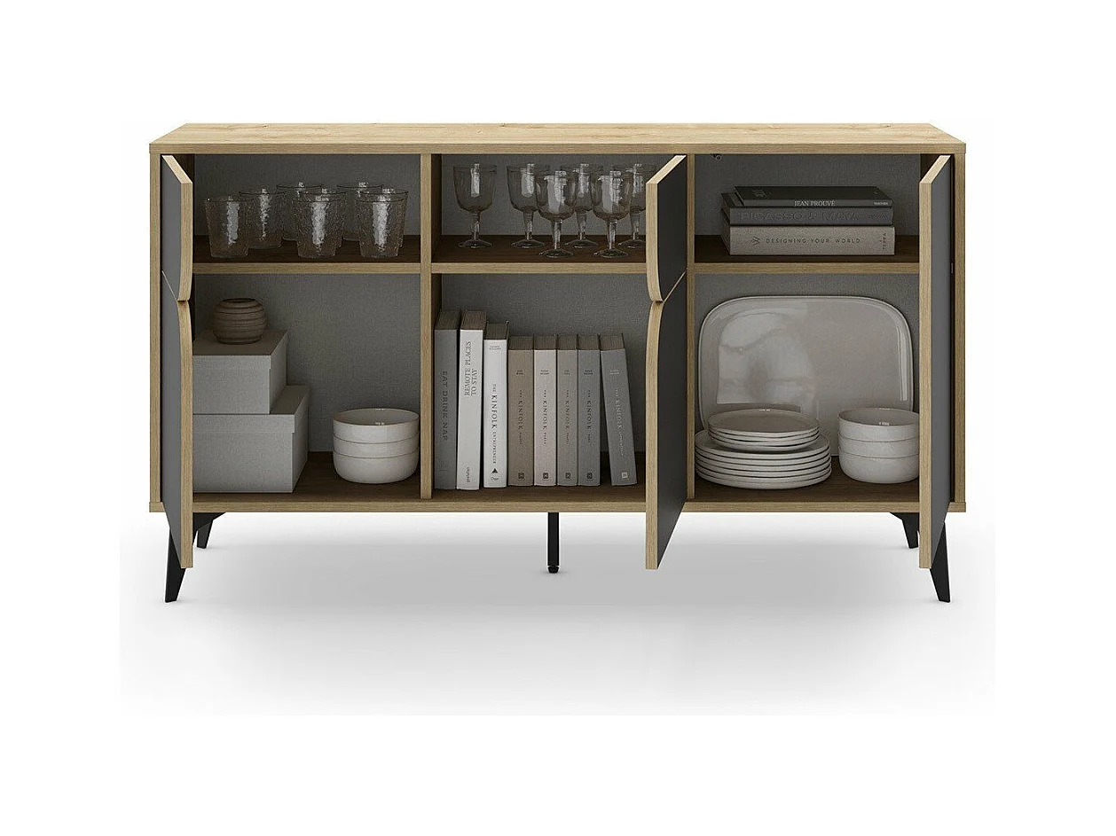 Sideboard 3 Türen mit Metallfüßen B140 cm - NOLA