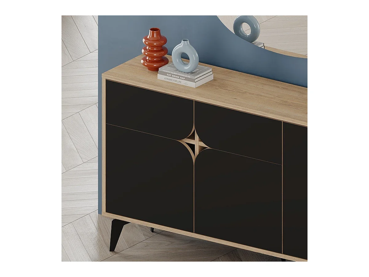 Sideboard 3 Türen mit Metallfüßen B140 cm - NOLA