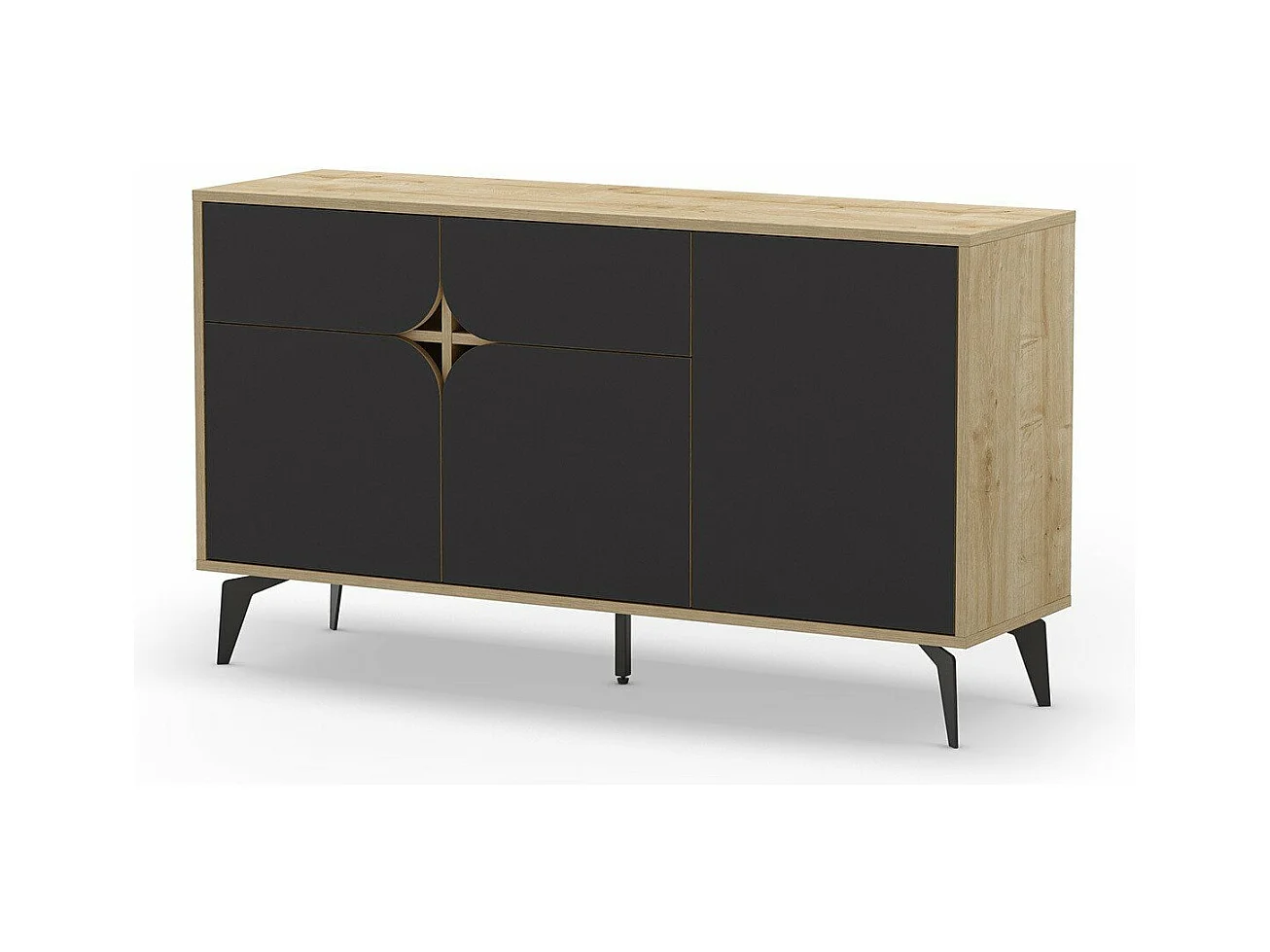 Buffet 3 portes avec pieds en métal L140 cm - FLORA