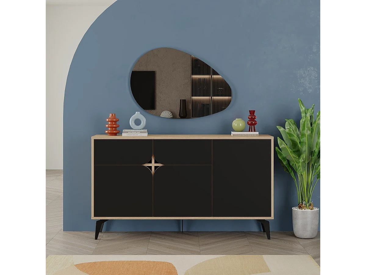 Sideboard 3 Türen mit Metallfüßen B140 cm - NOLA