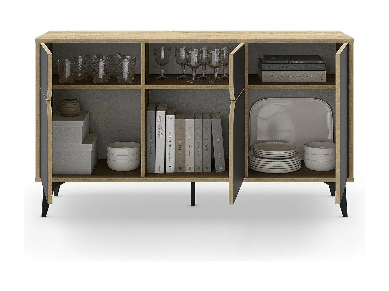 Sideboard 3 Türen mit Metallfüßen B140 cm - NOLA