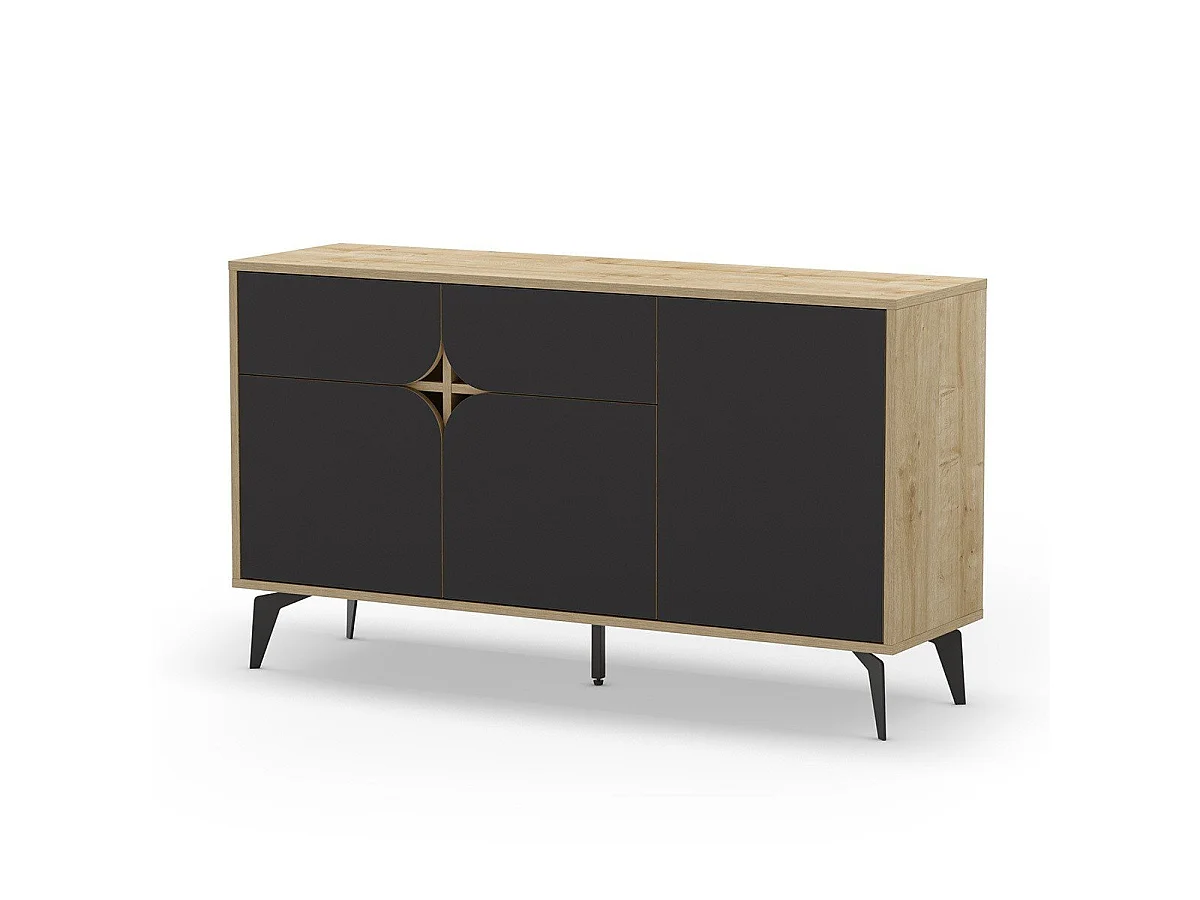 Buffet 3 portes avec pieds en métal L140 cm - FLORA