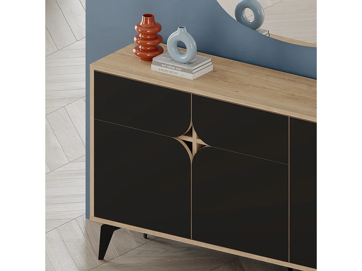 Buffet 3 portes avec pieds en métal L140 cm - FLORA