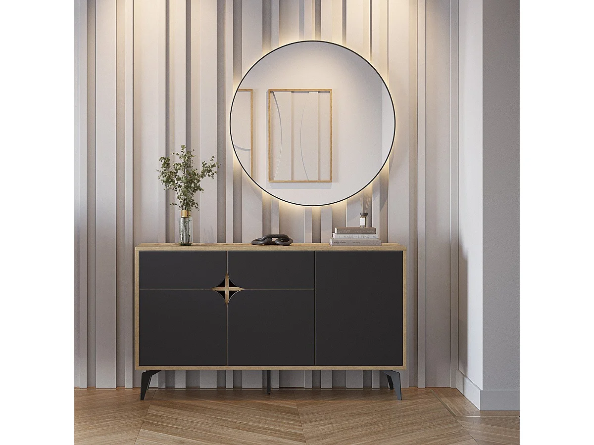 Buffet 3 portes avec pieds en métal L140 cm - FLORA