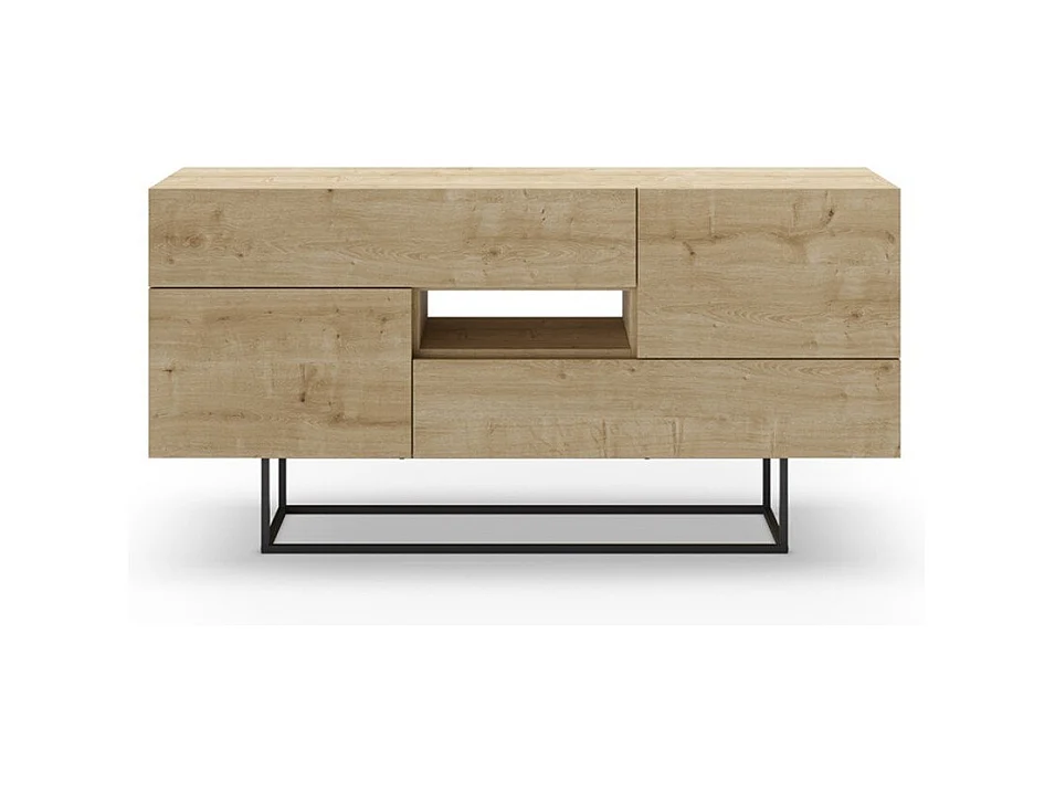 Buffet 2 portes, 2 tiroirs et 1 niche avec pieds en métal L145 cm - TITAN