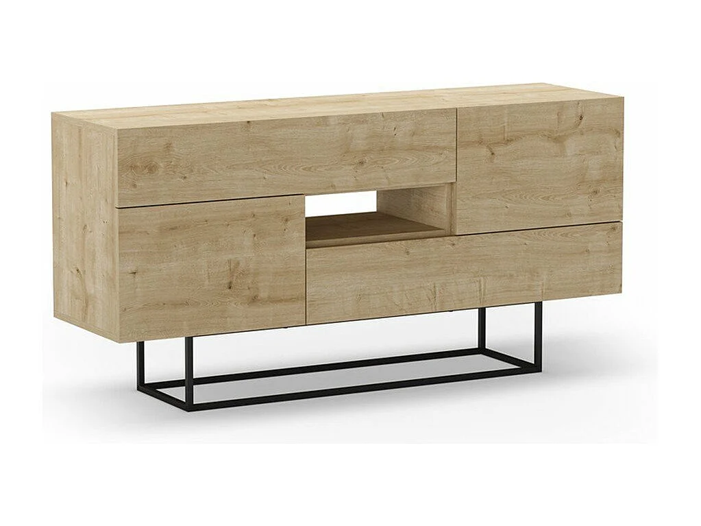 Buffet 2 portes, 2 tiroirs et 1 niche avec pieds en métal L145 cm - TITAN
