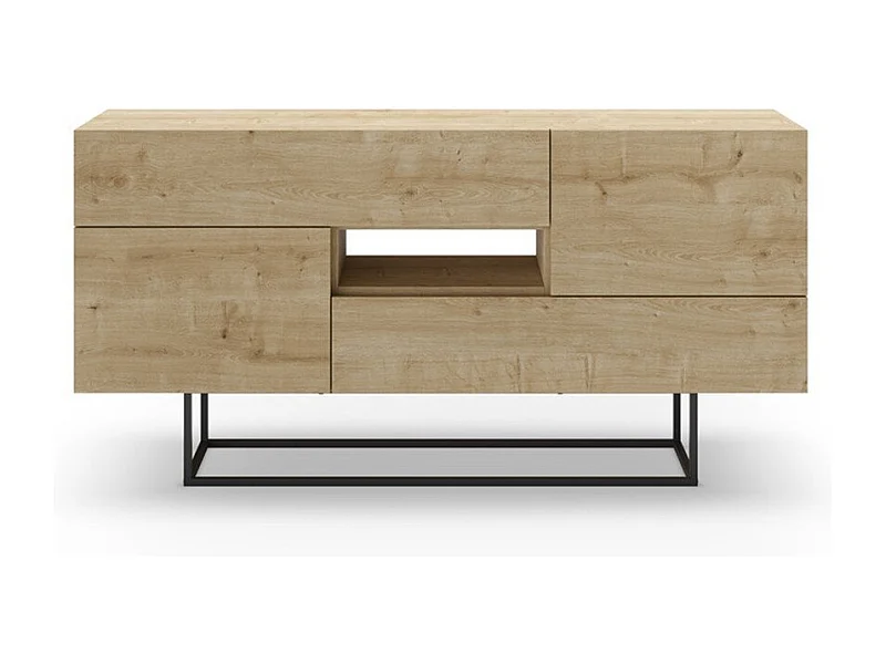 Buffet 2 portes, 2 tiroirs et 1 niche avec pieds en métal L145 cm - TITAN