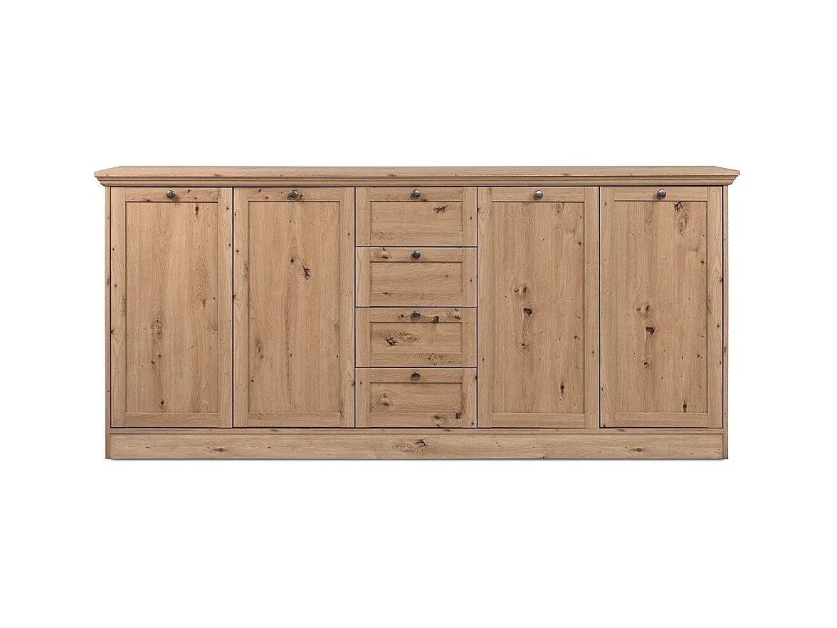 Buffet 4 portes et 4 tiroirs avec poignées en métal L200 cm - TIMBER