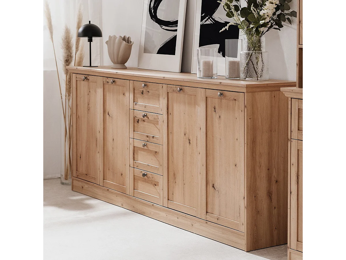 Madia 4 ante e 4 cassetti rovere anticato Timber51A 200x40x90H Il fascino del legno naturale nella tua casa