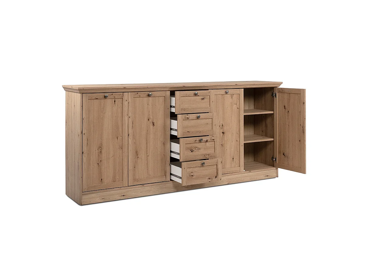 Madia 4 ante e 4 cassetti rovere anticato Timber51A 200x40x90H Il fascino del legno naturale nella tua casa