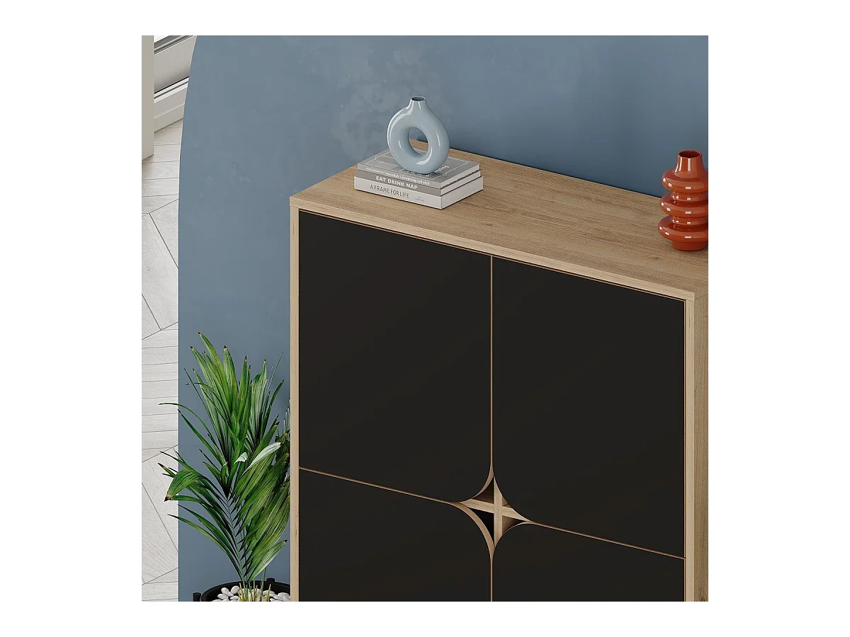 Hochschrank 4 Türen mit Metallfüßen B90 cm - NOLA