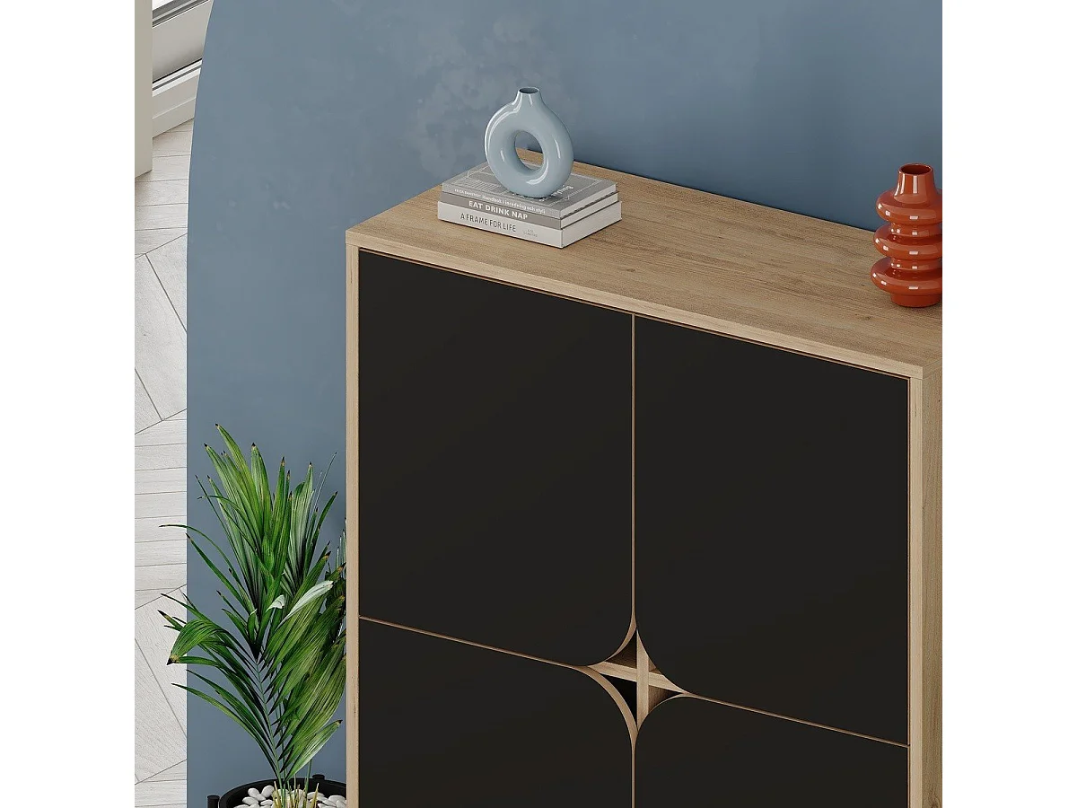 Hochschrank 4 Türen mit Metallfüßen B90 cm - NOLA