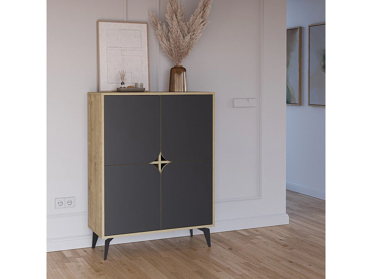 Hochschrank 4 Türen mit Metallfüßen B90 cm - NOLA