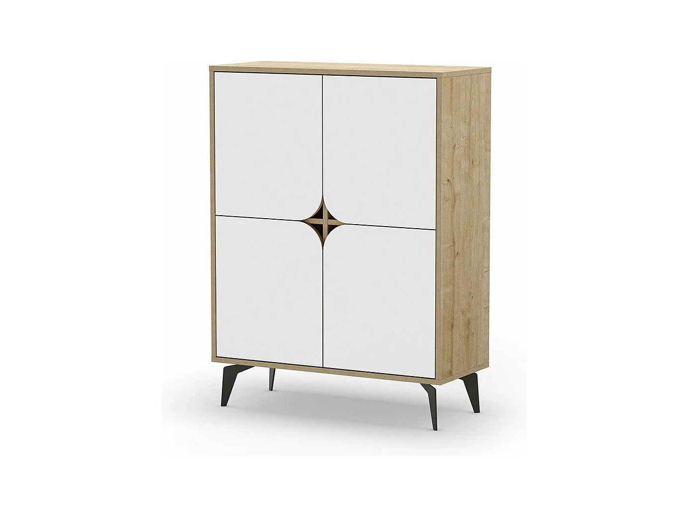 Hochschrank 4 Türen mit Metallfüßen B90 cm - NOLA