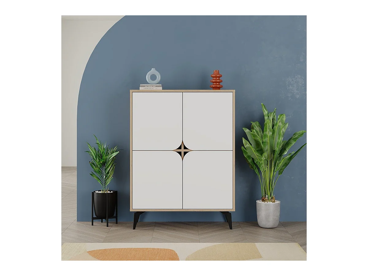 Hochschrank 4 Türen mit Metallfüßen B90 cm - NOLA