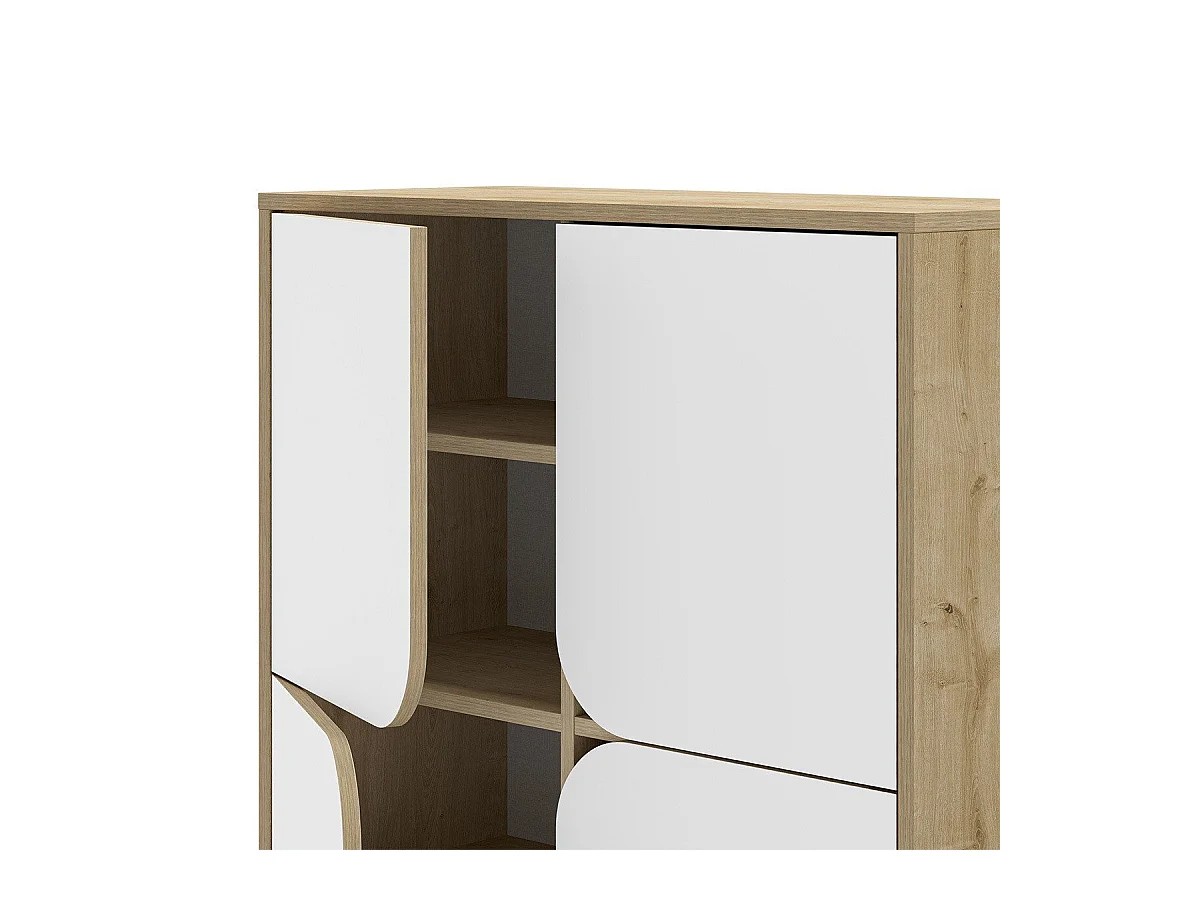 Hochschrank 4 Türen mit Metallfüßen B90 cm - NOLA