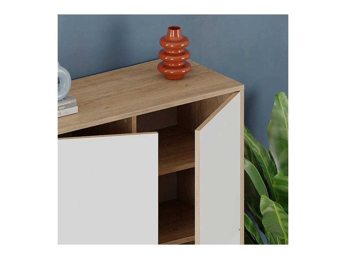 Hochschrank 4 Türen mit Metallfüßen B90 cm - NOLA