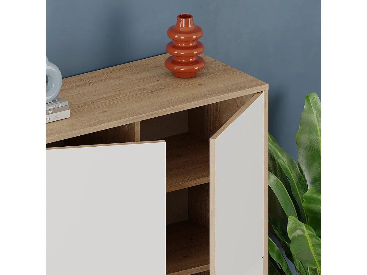 Hochschrank 4 Türen mit Metallfüßen B90 cm - NOLA