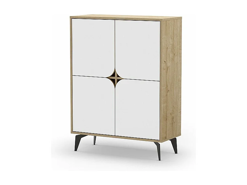 Hochschrank 4 Türen mit Metallfüßen B90 cm - NOLA