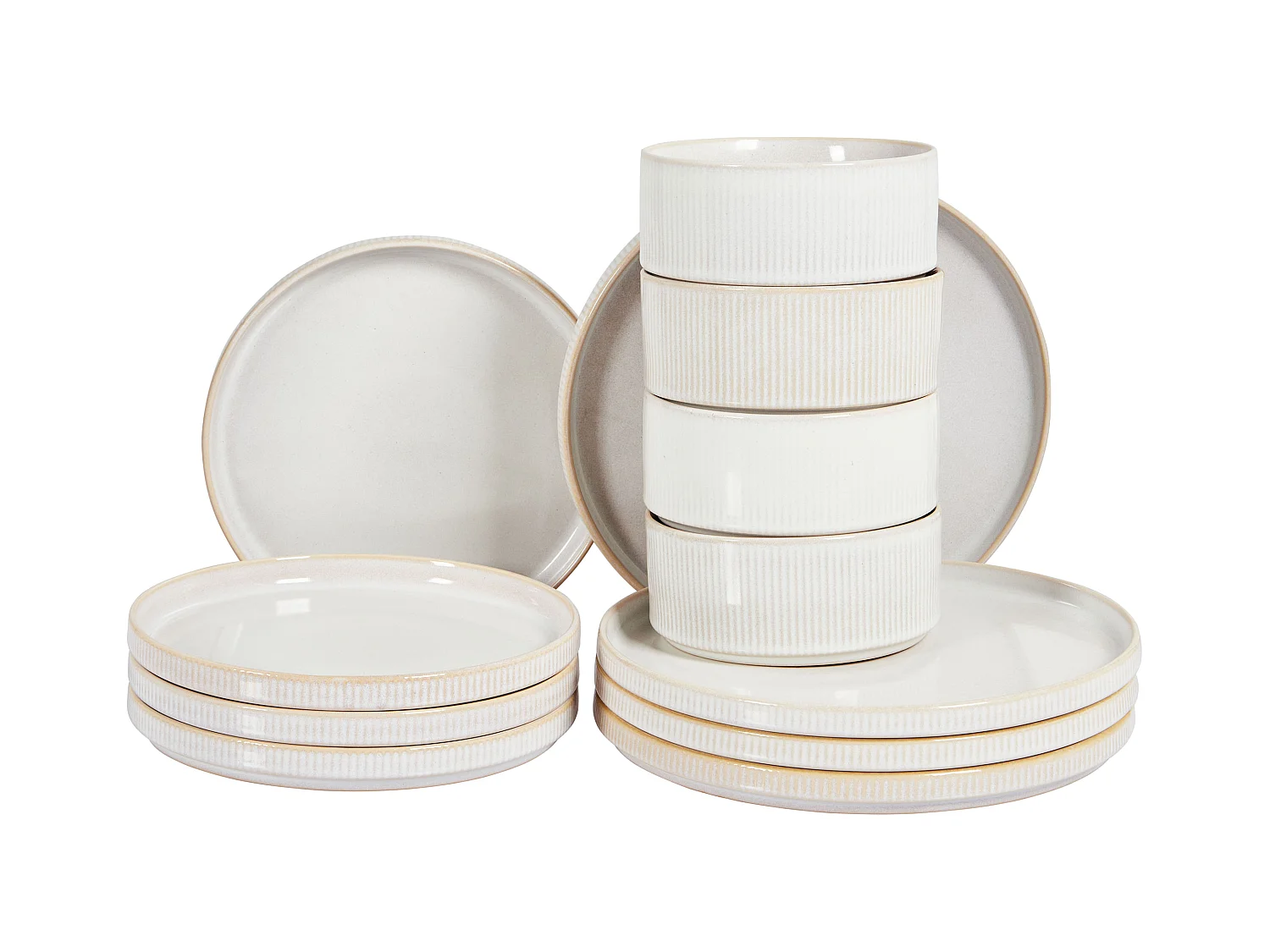 Set de 12 couverts de table SPIKENARD Grès Blanc cassé