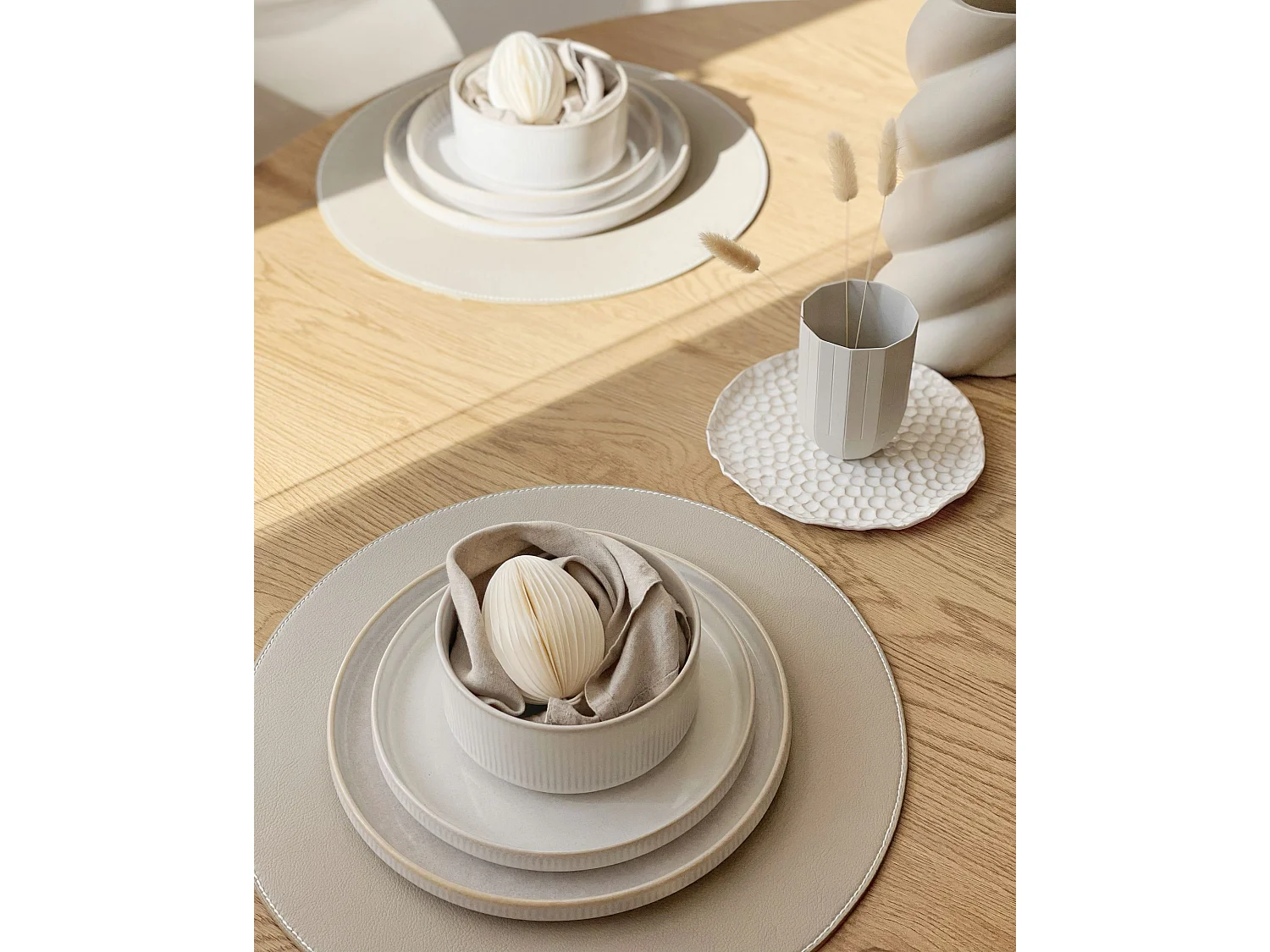 Set de 12 couverts de table SPIKENARD Grès Blanc cassé
