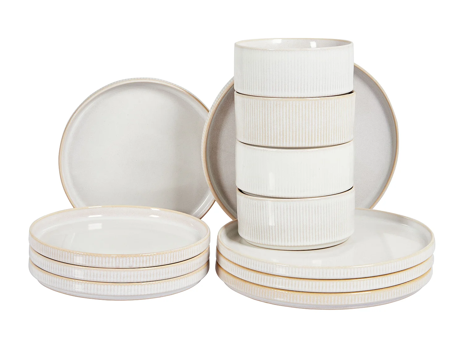 Set de 12 couverts de table SPIKENARD Grès Blanc cassé