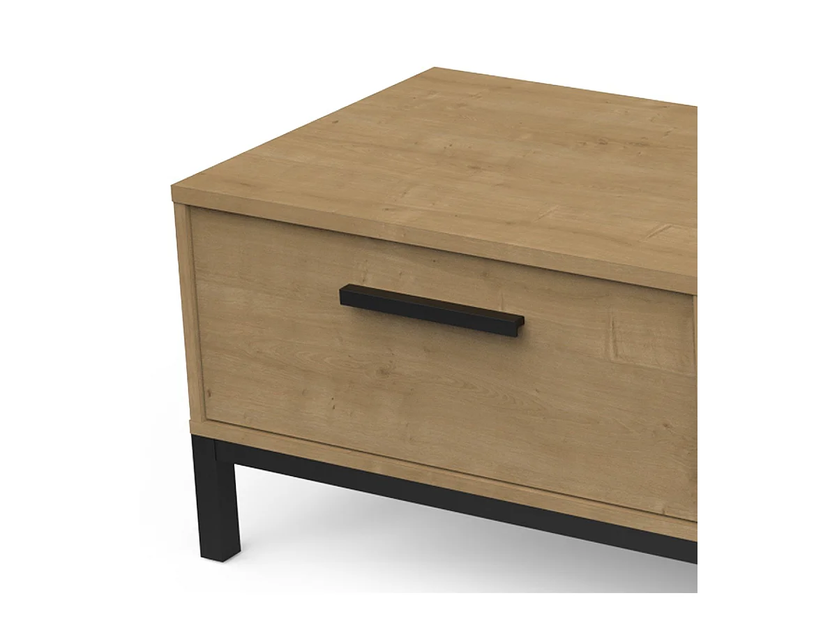 Meuble TV 1 tiroir et 1 niche décor chêne et noir mat L183 cm - CRAFT